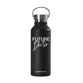 Future Doctor 600 mL Stainless Steel Standard Water Mouth Bottle with 2 lids and Double-Wall Insulation (Black color)