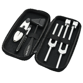 Diagnostic Kit: Percussion Taylor Reflex Hammer + C 128 & C 512 Tuning Forks + Monofilament Pen + Pupil Gauge Pen Light in Carrying Case