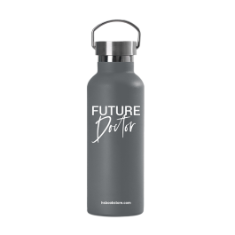 Future Doctor 600 mL Stainless Steel Standard Water Mouth Bottle with 2 lids and Double-Wall Insulation (Gray color)