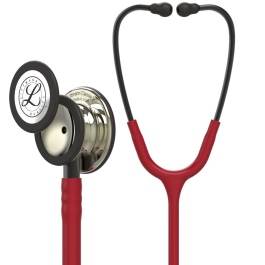 3M™ Littmann® Classic III™ Monitoring Stethoscope Champagne-Finish Chestpiece, Burgundy Tube, Smoke Stem and Headset, 27 Inch, 5864