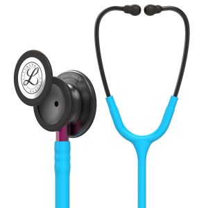 3M™ Littmann® Classic III™ Monitoring Stethoscope, 5872, SmokeChestpiece, Turquoise Tube, Pink Stem