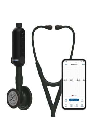 3M Littmann CORE Digital Stethoscope, Our Most Advanced Stethoscope Yet, Up To 40x Amplification, Active Noise Cancellation, In-App Sound Wave Visualization, Black-Finish Chestpiece, 8480