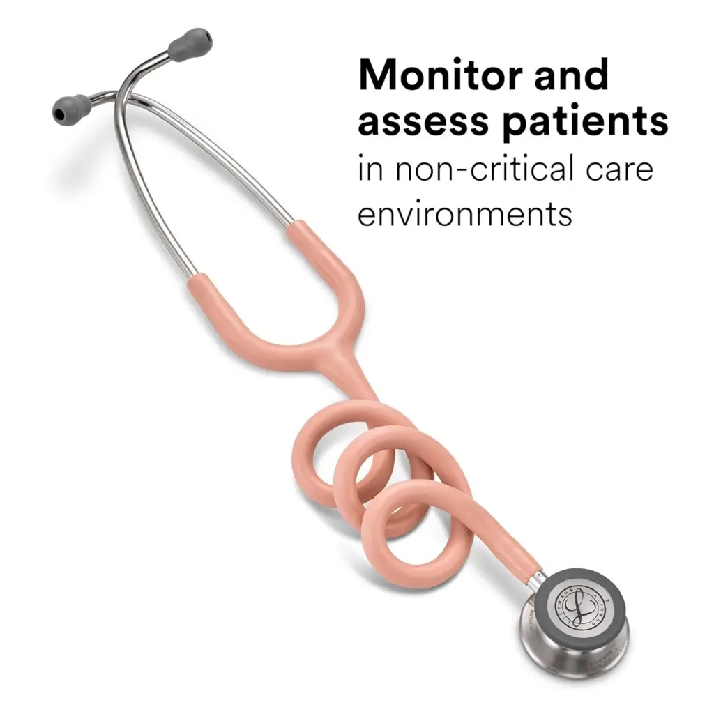 3M Littmann Classic III Monitoring Stethoscope, 5910C, Luxurious Satin-Finish Tube, 27" Champagne Rose, More Than 2X as Loud, Weighs Less