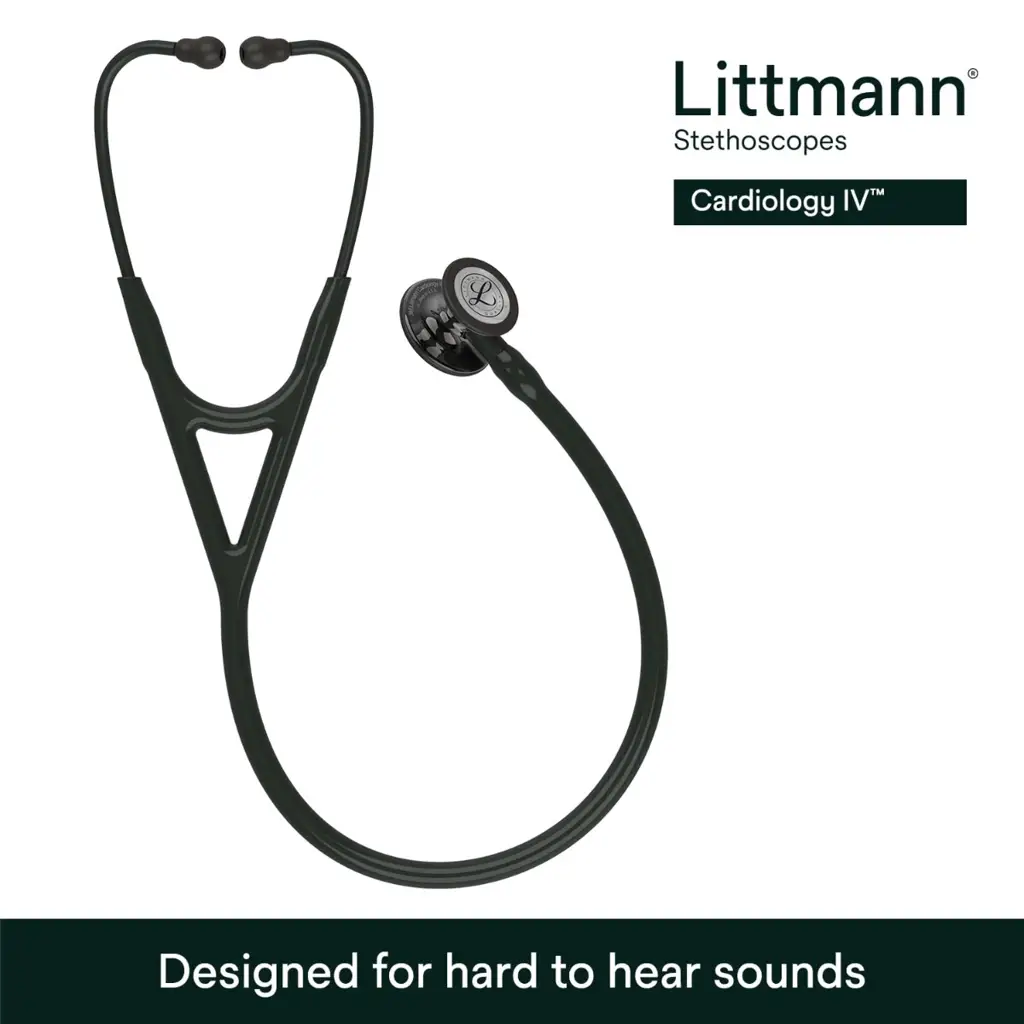 3M™ Littmann® Cardiology IV™ Stethoscope, High Polish Smoke Chestpiece,Black Tube, Black Stem and Headset, 6232