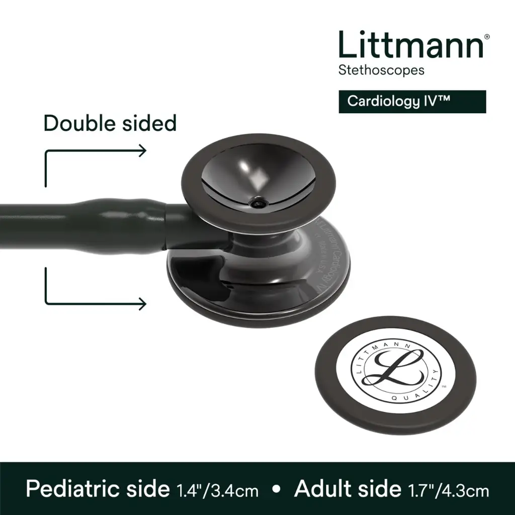 3M™ Littmann® Cardiology IV™ Stethoscope, High Polish Smoke Chestpiece,Black Tube, Black Stem and Headset, 6232