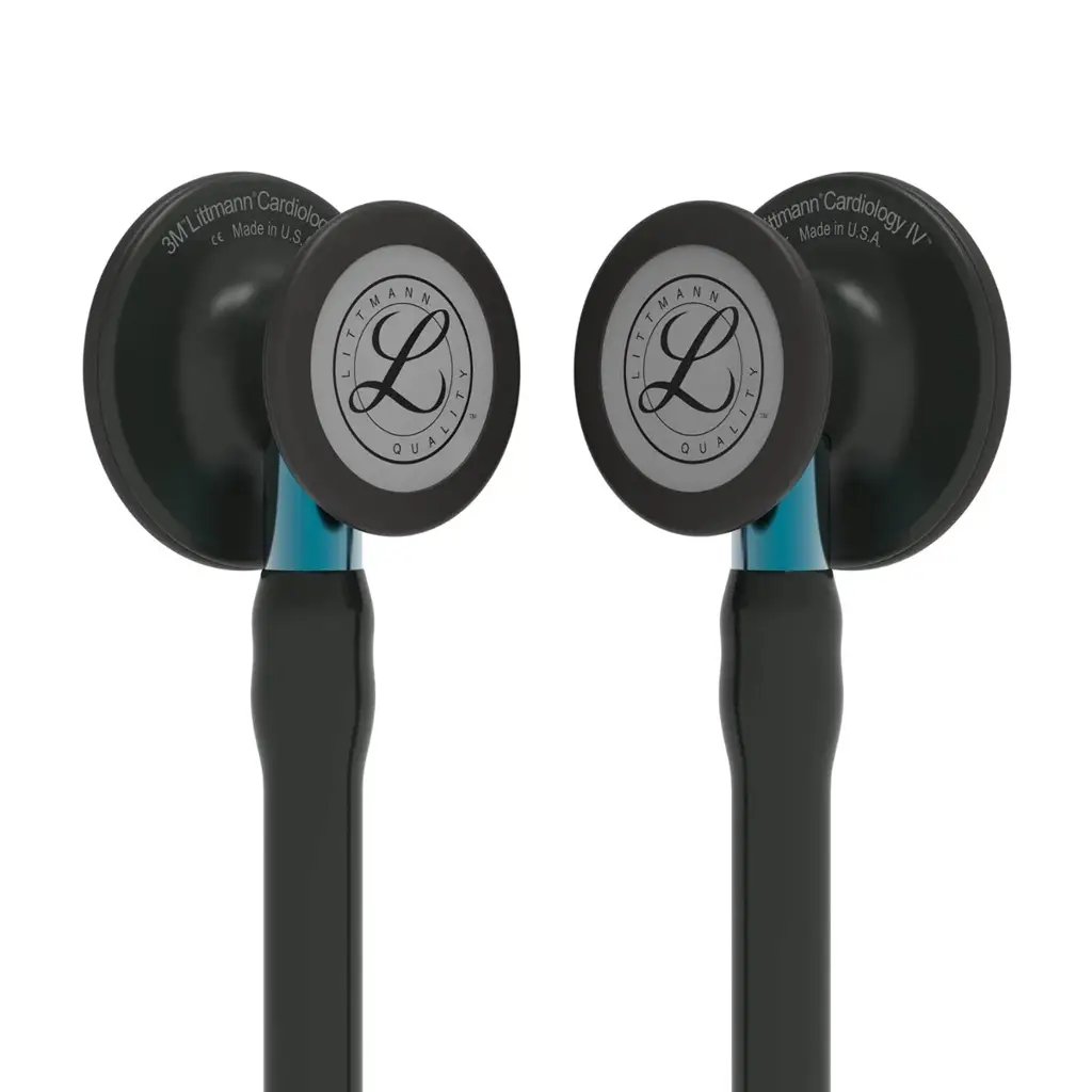 3M™ Littmann® Cardiology IV™ Stethoscope, 6201, Black Finish Chestpiece, Black Tube, Blue Stem, 27 in