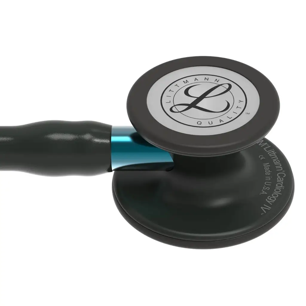 3M™ Littmann® Cardiology IV™ Stethoscope, 6201, Black Finish Chestpiece, Black Tube, Blue Stem, 27 in