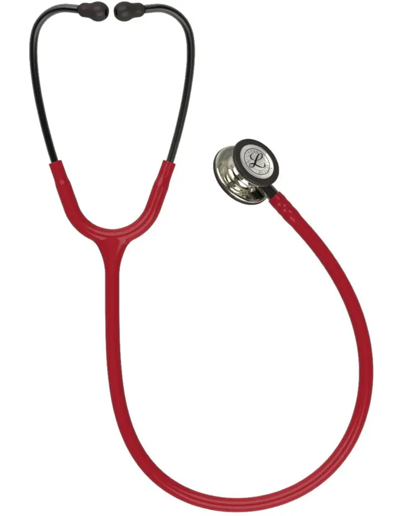 3M™ Littmann® Classic III™ Monitoring Stethoscope Champagne-Finish Chestpiece, Burgundy Tube, Smoke Stem and Headset, 27 Inch, 5864