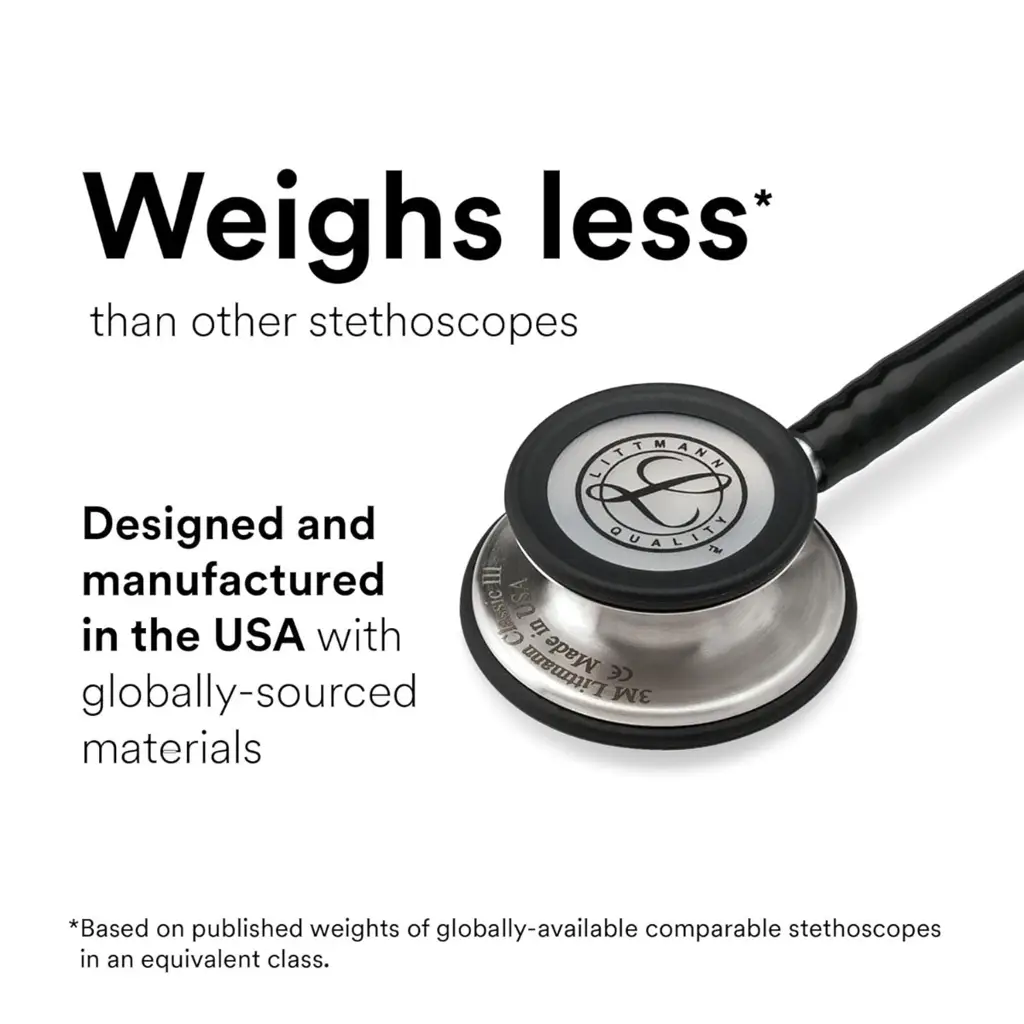 3M Littmann Classic III Monitoring Stethoscope, 5959, More Than 2X as Loud*, Weighs Less**, Stainless Steel Mirror-Finish Chestpiece, 27" Ceil Blue Tube, Smoke Stem, and Headset