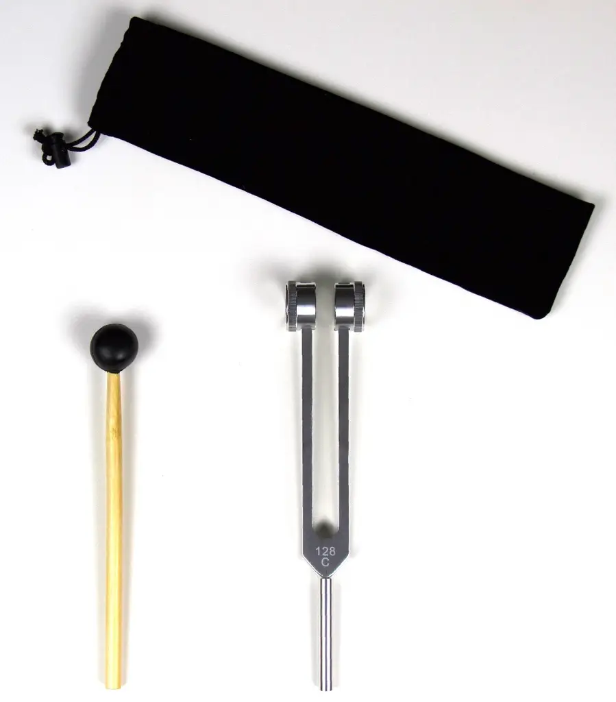 128 Tuning Fork Weight Aluminum Clinical Grade Nerve/Sensory with Silicone Hammer, Repair Tool, and Soft Storage Bag